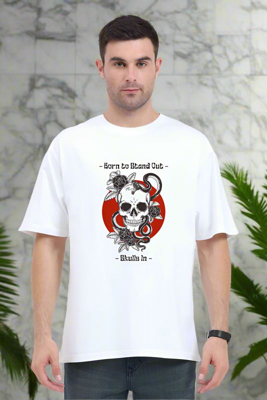 Oversized Skeleton Head Premium White T-Shirt